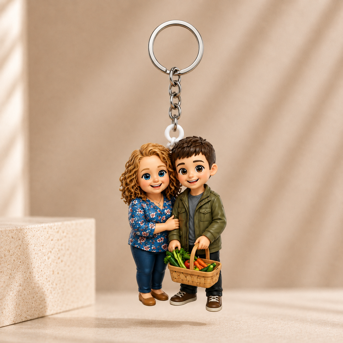 HugFig keychain Style 2 attached to a figurine